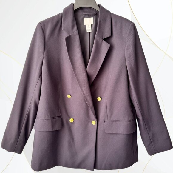 H&M Women’s Oversized Blazer Gold Buttons - Picture 1 of 10